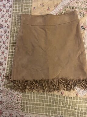 Dolce & Gabbana Tan Suede Fringe Mini Skirt
